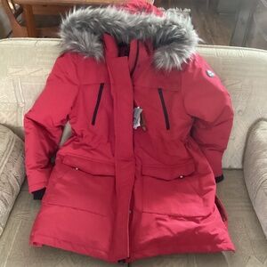 Canadiana Red Parka with Faux Fur Hood - size 2X